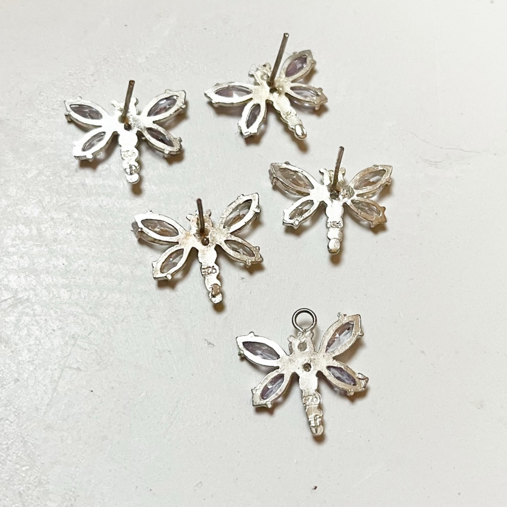 925 STERLING SILVER Set of Dragonfly Post Earrings and Matching Pendant - Picture 2 of 4